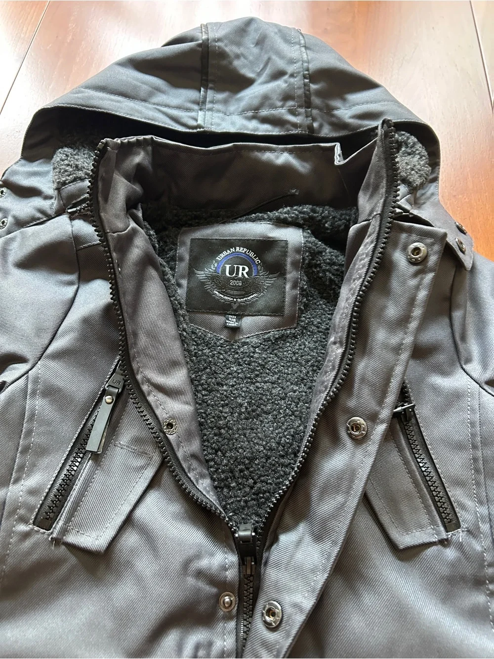Boys Hooded Parka Ski Jacket - Dark Gray Size 5/6